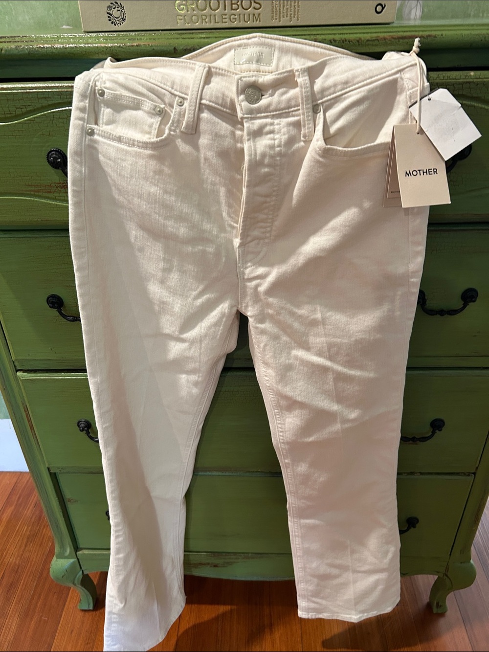 MOTHER Cream Straight-Leg Jeans